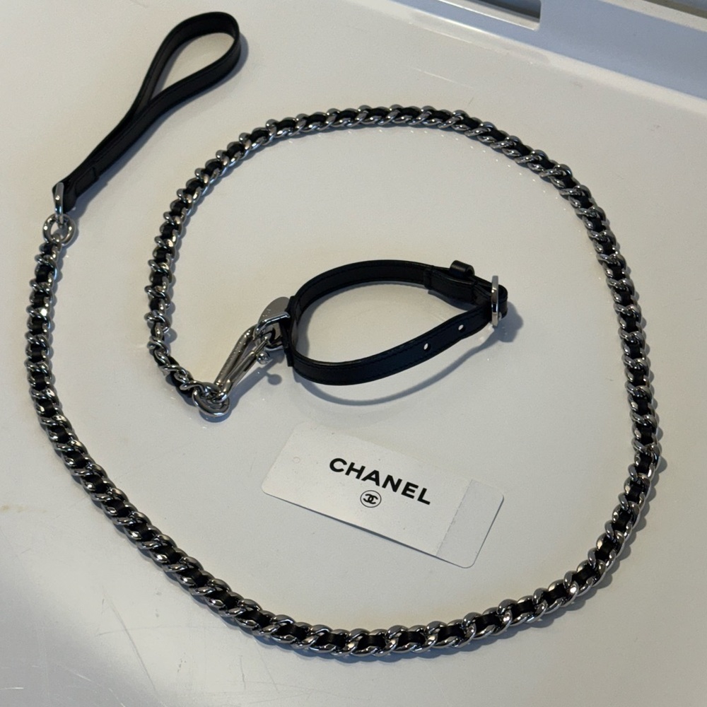 Chanel Silver and Black Dog Leash - Picture 8 of 11